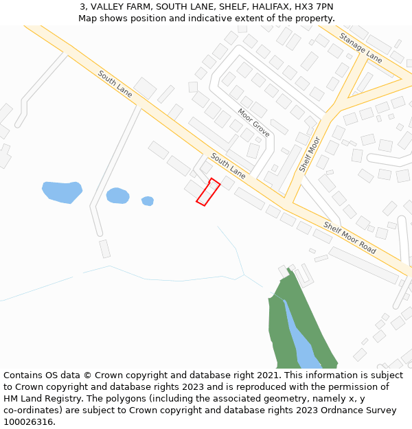 3, VALLEY FARM, SOUTH LANE, SHELF, HALIFAX, HX3 7PN: Location map and indicative extent of plot