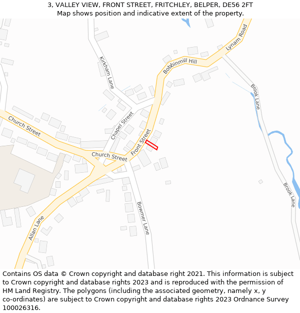 3, VALLEY VIEW, FRONT STREET, FRITCHLEY, BELPER, DE56 2FT: Location map and indicative extent of plot