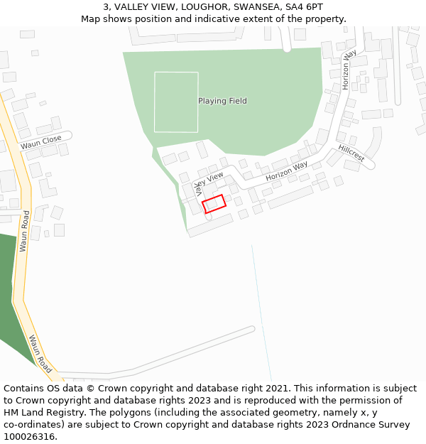 3, VALLEY VIEW, LOUGHOR, SWANSEA, SA4 6PT: Location map and indicative extent of plot