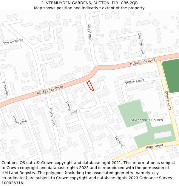 3, VERMUYDEN GARDENS, SUTTON, ELY, CB6 2QR: Location map and indicative extent of plot