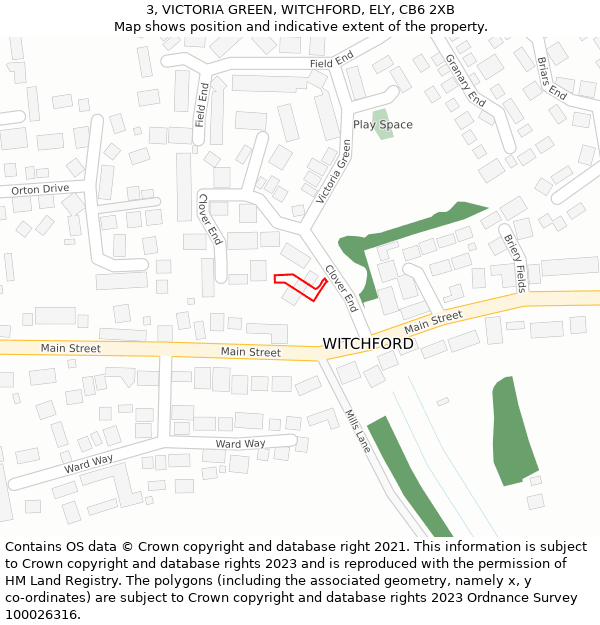 3, VICTORIA GREEN, WITCHFORD, ELY, CB6 2XB: Location map and indicative extent of plot