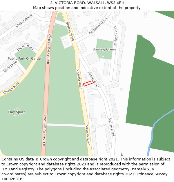 3, VICTORIA ROAD, WALSALL, WS3 4BH: Location map and indicative extent of plot