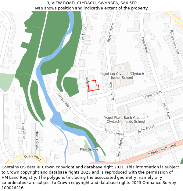 3, VIEW ROAD, CLYDACH, SWANSEA, SA6 5EP: Location map and indicative extent of plot