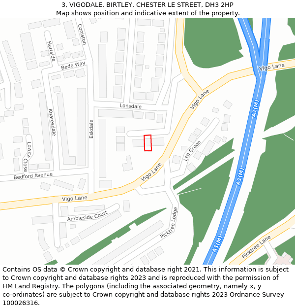 3, VIGODALE, BIRTLEY, CHESTER LE STREET, DH3 2HP: Location map and indicative extent of plot