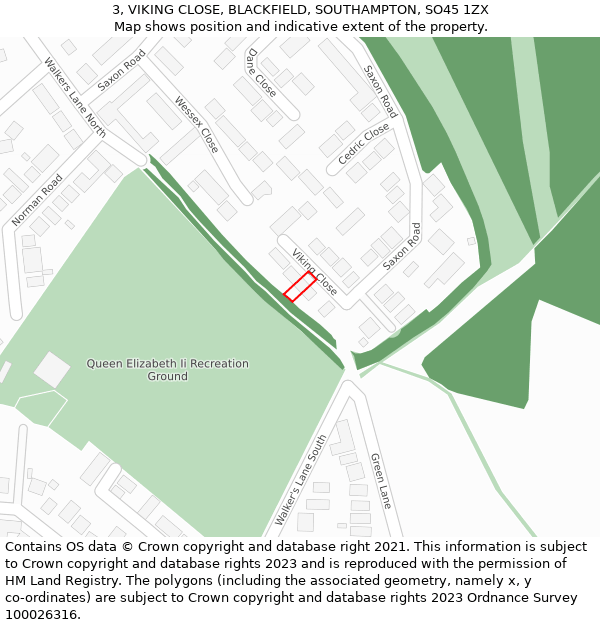 3, VIKING CLOSE, BLACKFIELD, SOUTHAMPTON, SO45 1ZX: Location map and indicative extent of plot