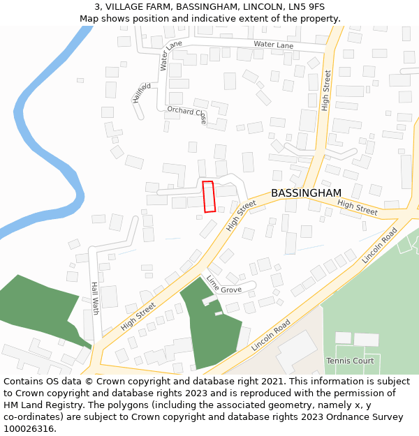 3, VILLAGE FARM, BASSINGHAM, LINCOLN, LN5 9FS: Location map and indicative extent of plot