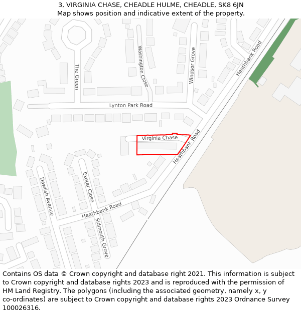 3, VIRGINIA CHASE, CHEADLE HULME, CHEADLE, SK8 6JN: Location map and indicative extent of plot