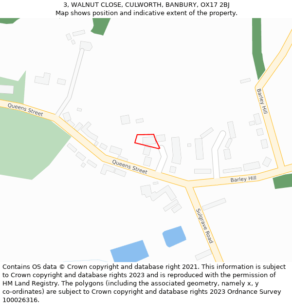 3, WALNUT CLOSE, CULWORTH, BANBURY, OX17 2BJ: Location map and indicative extent of plot