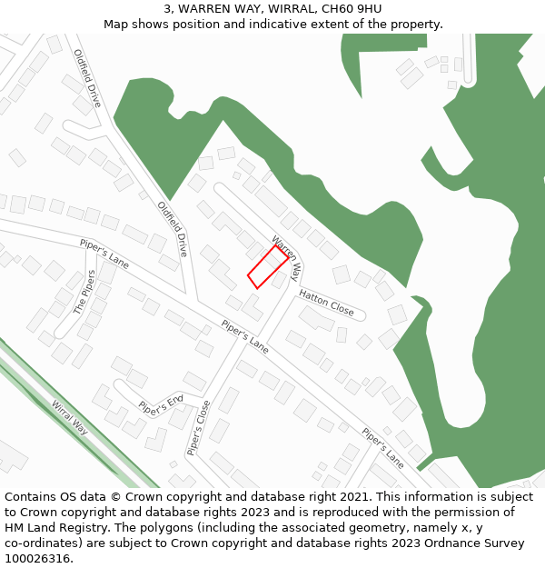 3, WARREN WAY, WIRRAL, CH60 9HU: Location map and indicative extent of plot