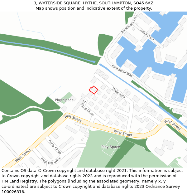 3, WATERSIDE SQUARE, HYTHE, SOUTHAMPTON, SO45 6AZ: Location map and indicative extent of plot