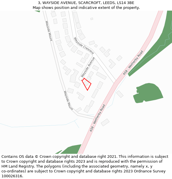 3, WAYSIDE AVENUE, SCARCROFT, LEEDS, LS14 3BE: Location map and indicative extent of plot