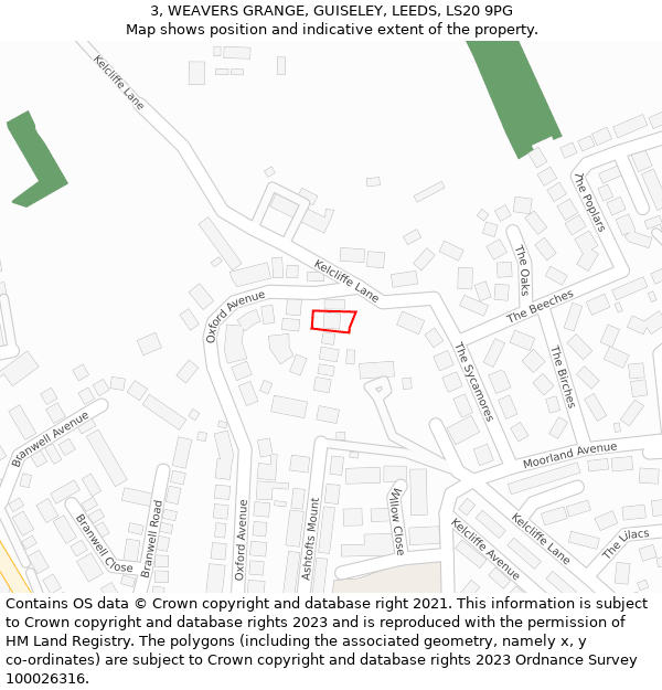 3, WEAVERS GRANGE, GUISELEY, LEEDS, LS20 9PG: Location map and indicative extent of plot