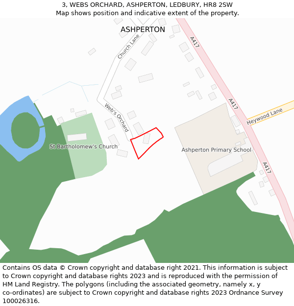 3, WEBS ORCHARD, ASHPERTON, LEDBURY, HR8 2SW: Location map and indicative extent of plot