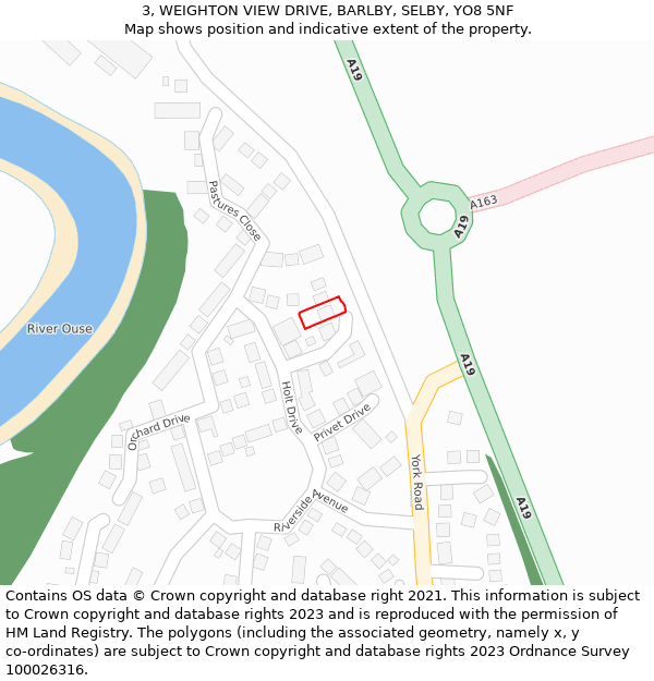 3, WEIGHTON VIEW DRIVE, BARLBY, SELBY, YO8 5NF: Location map and indicative extent of plot