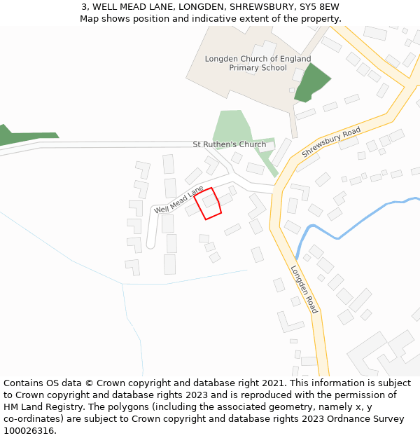 3, WELL MEAD LANE, LONGDEN, SHREWSBURY, SY5 8EW: Location map and indicative extent of plot