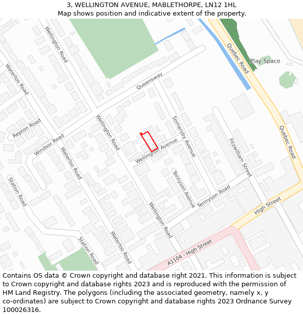 3, WELLINGTON AVENUE, MABLETHORPE, LN12 1HL: Location map and indicative extent of plot