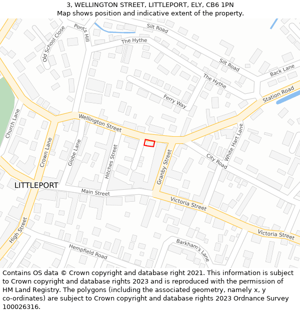 3, WELLINGTON STREET, LITTLEPORT, ELY, CB6 1PN: Location map and indicative extent of plot