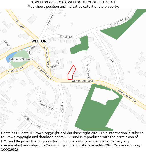 3, WELTON OLD ROAD, WELTON, BROUGH, HU15 1NT: Location map and indicative extent of plot