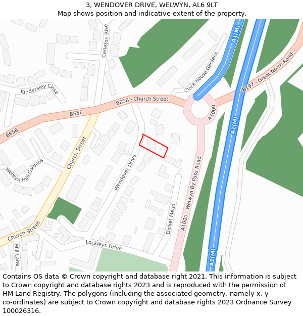 3, WENDOVER DRIVE, WELWYN, AL6 9LT: Location map and indicative extent of plot