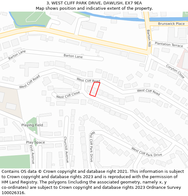 3, WEST CLIFF PARK DRIVE, DAWLISH, EX7 9EA: Location map and indicative extent of plot