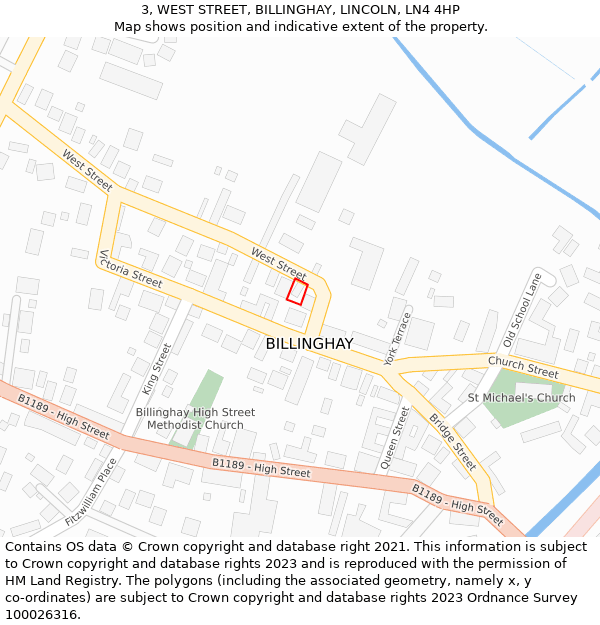 3, WEST STREET, BILLINGHAY, LINCOLN, LN4 4HP: Location map and indicative extent of plot