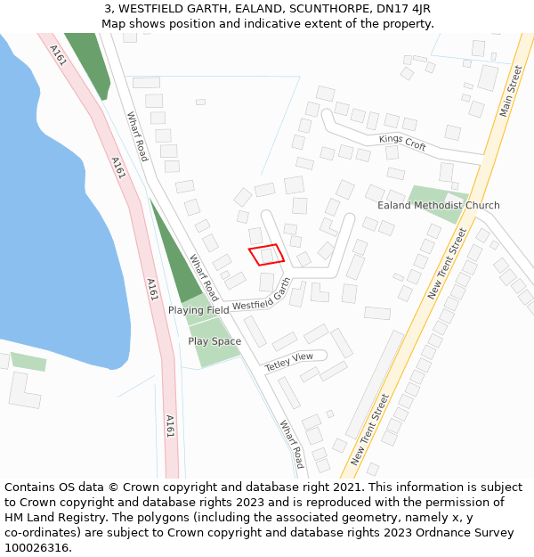 3, WESTFIELD GARTH, EALAND, SCUNTHORPE, DN17 4JR: Location map and indicative extent of plot