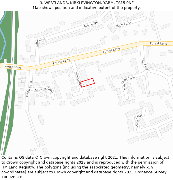 3, WESTLANDS, KIRKLEVINGTON, YARM, TS15 9NF: Location map and indicative extent of plot