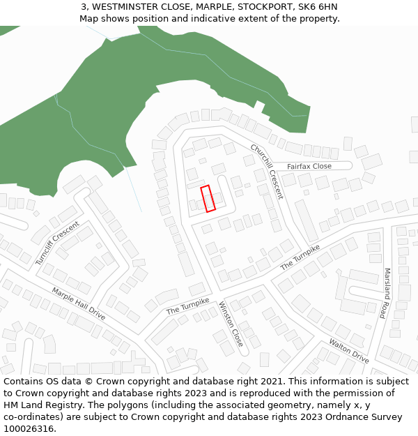 3, WESTMINSTER CLOSE, MARPLE, STOCKPORT, SK6 6HN: Location map and indicative extent of plot