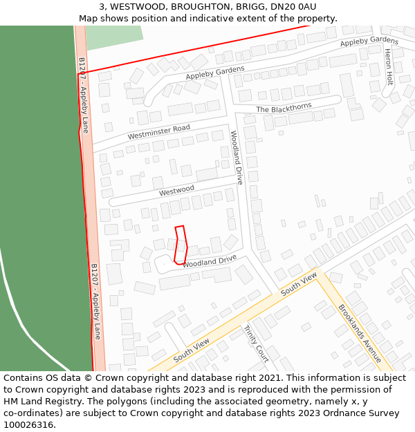 3, WESTWOOD, BROUGHTON, BRIGG, DN20 0AU: Location map and indicative extent of plot