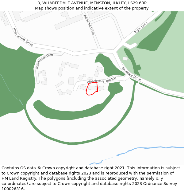 3, WHARFEDALE AVENUE, MENSTON, ILKLEY, LS29 6RP: Location map and indicative extent of plot