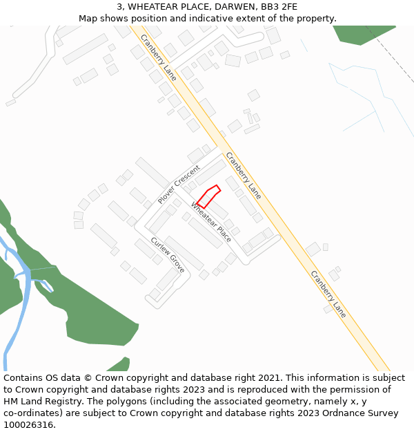 3, WHEATEAR PLACE, DARWEN, BB3 2FE: Location map and indicative extent of plot