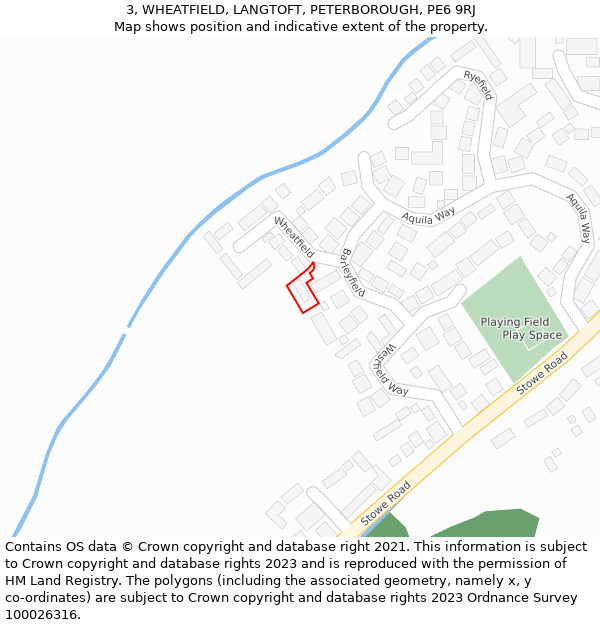 3, WHEATFIELD, LANGTOFT, PETERBOROUGH, PE6 9RJ: Location map and indicative extent of plot