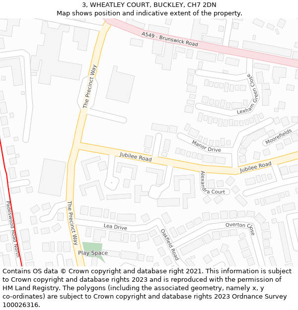 3, WHEATLEY COURT, BUCKLEY, CH7 2DN: Location map and indicative extent of plot