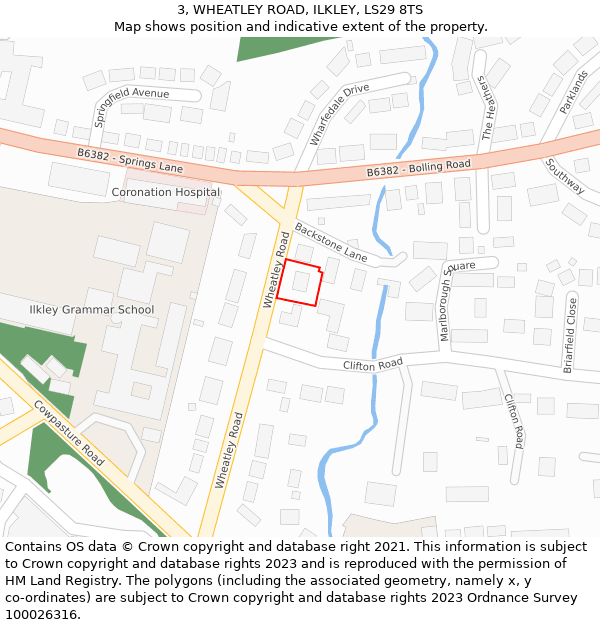 3, WHEATLEY ROAD, ILKLEY, LS29 8TS: Location map and indicative extent of plot