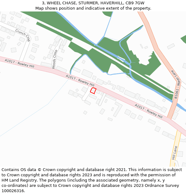 3, WHEEL CHASE, STURMER, HAVERHILL, CB9 7GW: Location map and indicative extent of plot