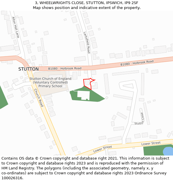 3, WHEELWRIGHTS CLOSE, STUTTON, IPSWICH, IP9 2SF: Location map and indicative extent of plot