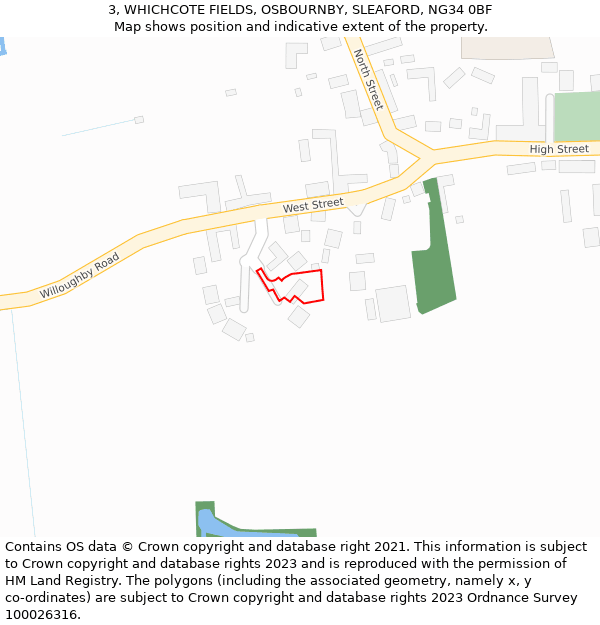 3, WHICHCOTE FIELDS, OSBOURNBY, SLEAFORD, NG34 0BF: Location map and indicative extent of plot