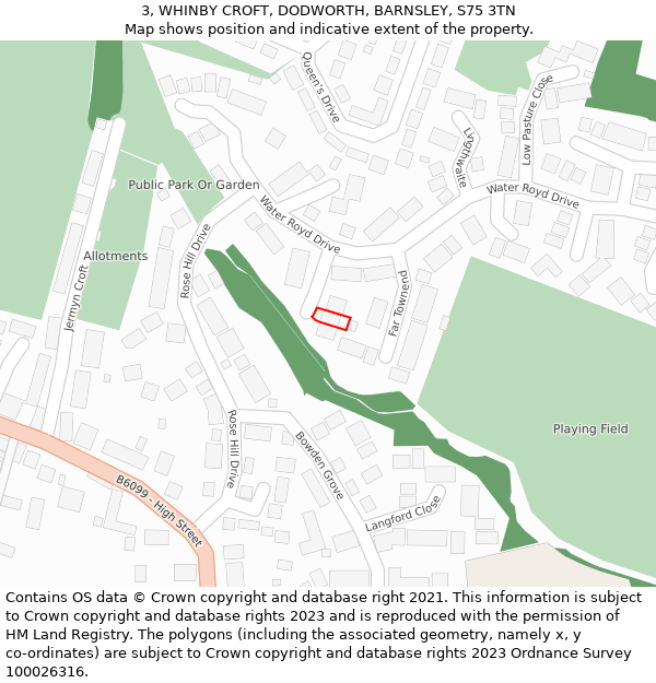 3, WHINBY CROFT, DODWORTH, BARNSLEY, S75 3TN: Location map and indicative extent of plot