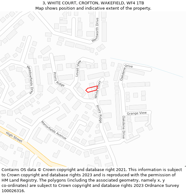 3, WHITE COURT, CROFTON, WAKEFIELD, WF4 1TB: Location map and indicative extent of plot