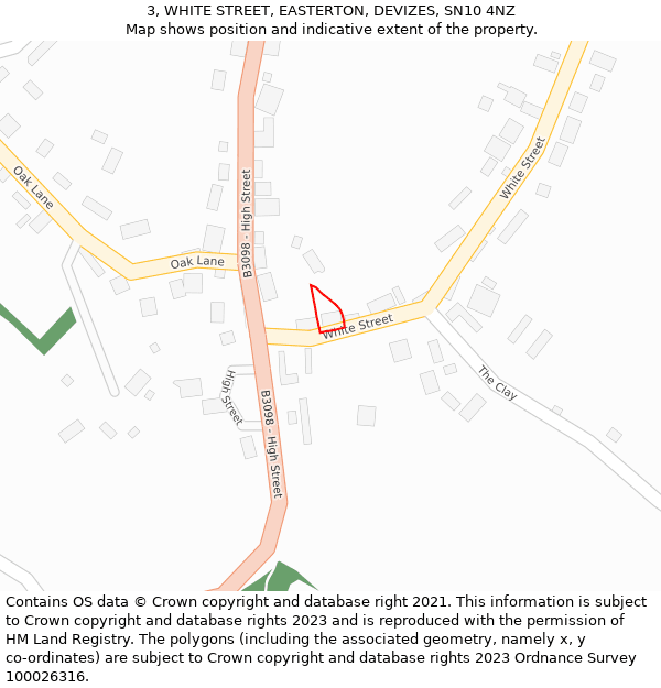 3, WHITE STREET, EASTERTON, DEVIZES, SN10 4NZ: Location map and indicative extent of plot