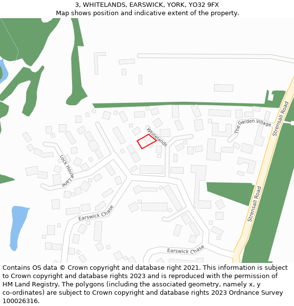 3, WHITELANDS, EARSWICK, YORK, YO32 9FX: Location map and indicative extent of plot