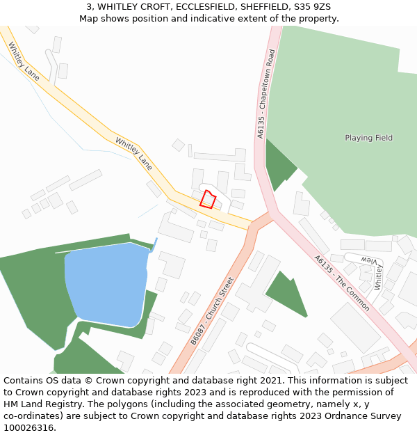 3, WHITLEY CROFT, ECCLESFIELD, SHEFFIELD, S35 9ZS: Location map and indicative extent of plot