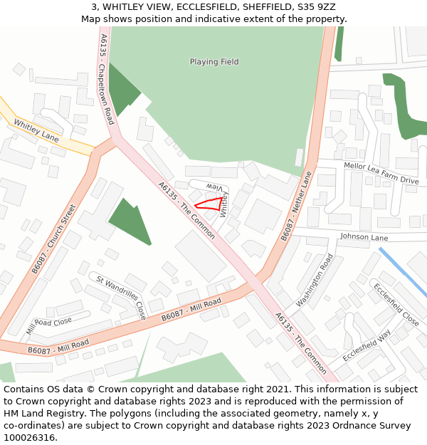 3, WHITLEY VIEW, ECCLESFIELD, SHEFFIELD, S35 9ZZ: Location map and indicative extent of plot