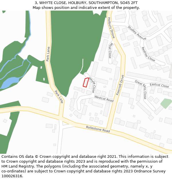 3, WHYTE CLOSE, HOLBURY, SOUTHAMPTON, SO45 2FT: Location map and indicative extent of plot