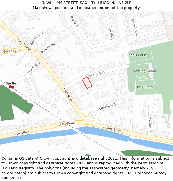 3, WILLIAM STREET, SAXILBY, LINCOLN, LN1 2LP: Location map and indicative extent of plot