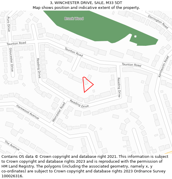 3, WINCHESTER DRIVE, SALE, M33 5DT: Location map and indicative extent of plot