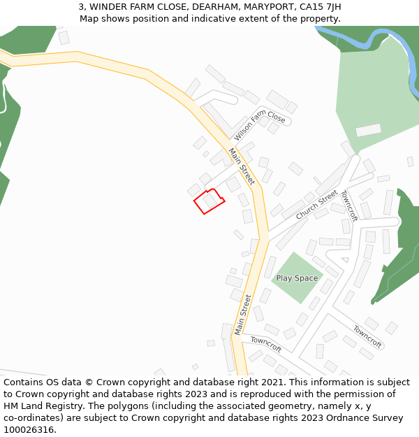 3, WINDER FARM CLOSE, DEARHAM, MARYPORT, CA15 7JH: Location map and indicative extent of plot