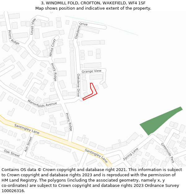 3, WINDMILL FOLD, CROFTON, WAKEFIELD, WF4 1SF: Location map and indicative extent of plot