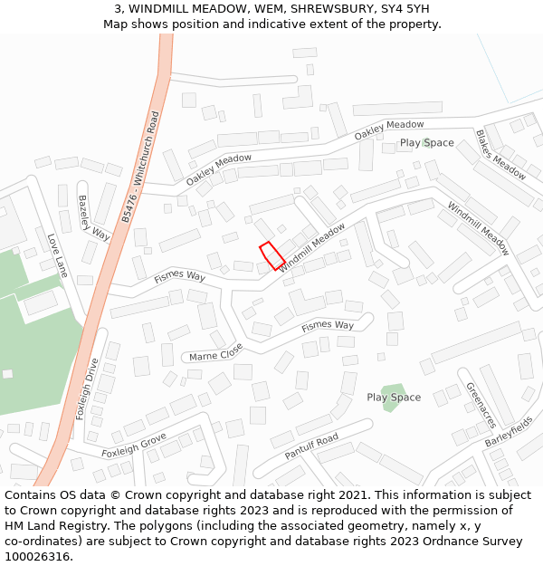 3, WINDMILL MEADOW, WEM, SHREWSBURY, SY4 5YH: Location map and indicative extent of plot