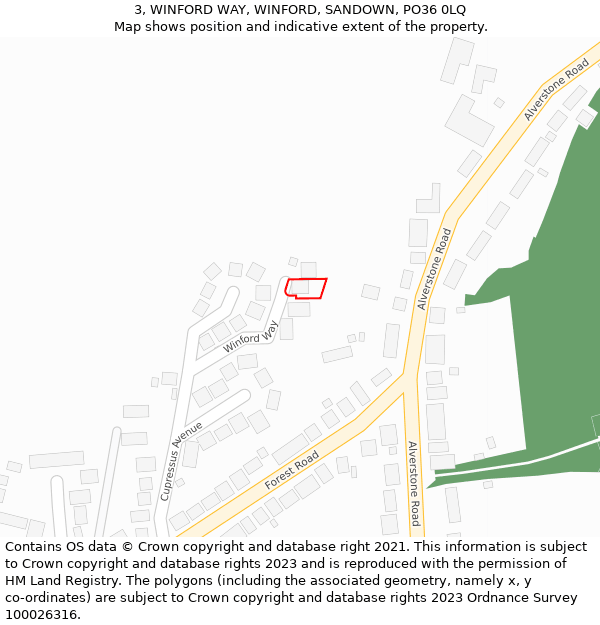 3, WINFORD WAY, WINFORD, SANDOWN, PO36 0LQ: Location map and indicative extent of plot